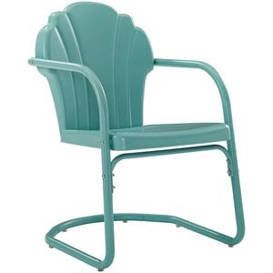 Crosley Furniture Tulip Metal Patio Chair in Blue (Set of 2)