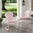 Crosley Furniture Tulip Metal Patio Chair in Pastel Pink (Set of 2)