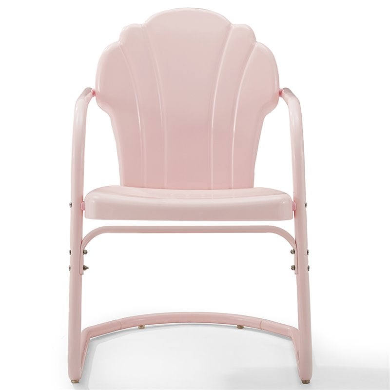 Crosley Furniture Tulip Metal Patio Chair in Pastel Pink (Set of 2)