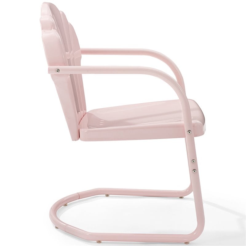 Crosley Furniture Tulip Metal Patio Chair in Pastel Pink (Set of 2)