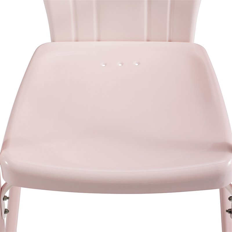 Crosley Furniture Tulip Metal Patio Chair in Pastel Pink (Set of 2)