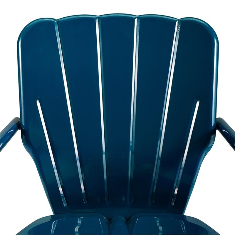 Crosley Furniture Ridgeland Metal Patio Chair in Navy (Set of 2)