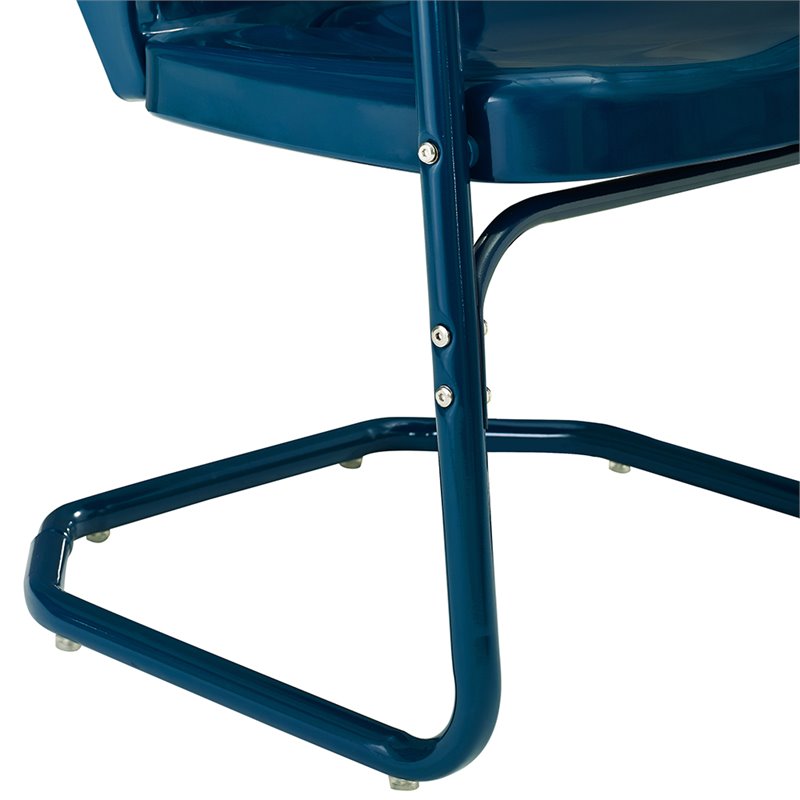 Crosley Furniture Ridgeland Metal Patio Chair in Navy (Set of 2)