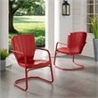 Crosley Furniture Ridgeland Metal Patio Chair in Bright Red Gloss (Set of 2)