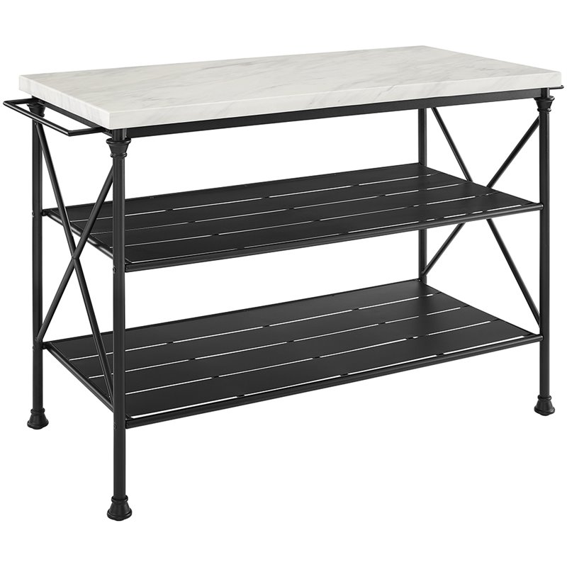 Crosley Madeleine Faux Marble Top, Marble Kitchen Island Cart
