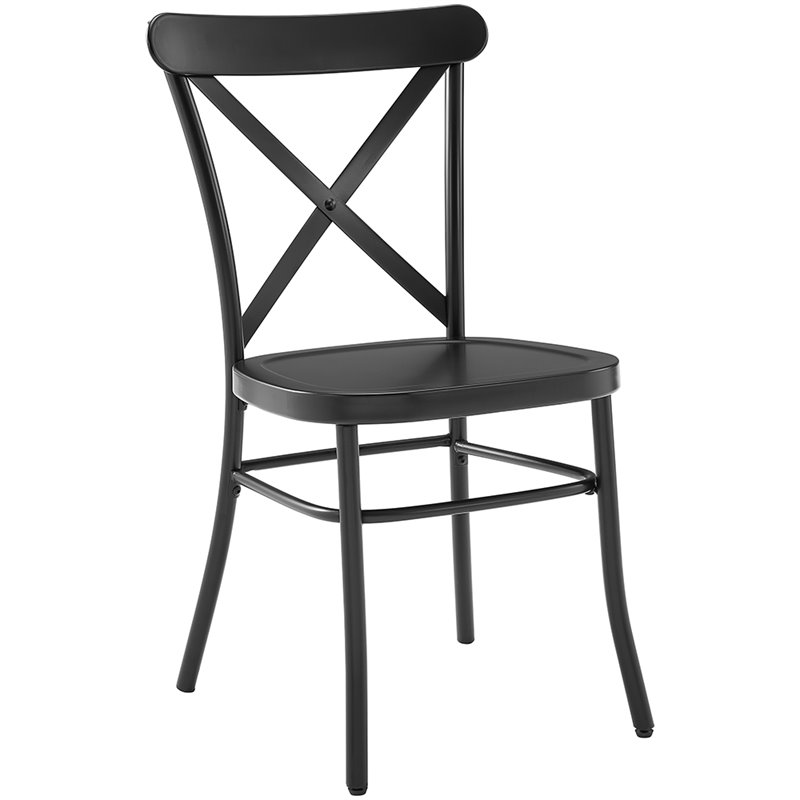 black metal x back dining chair