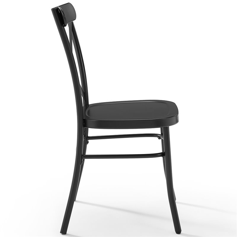 Crosley Furniture Camille Metal Dining Side Chair in Matte Black (Set of 2)