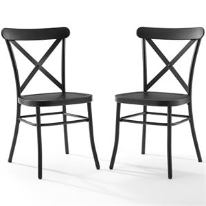 crosley camille metal x back dining side chair in matte black (set of 2)