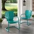 Crosley Furniture Ridgeland Metal Patio Chair in Turquoise (Set of 2)