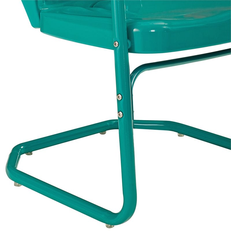Crosley Furniture Ridgeland Metal Patio Chair in Turquoise (Set of 2)