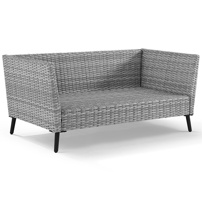 Crosley Richland 2 Piece Wicker Patio Sofa Set in Gray
