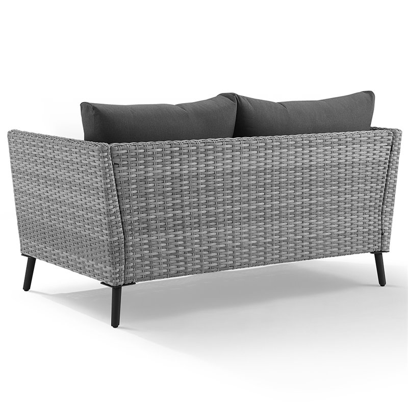 Crosley Richland 2 Piece Wicker Patio Sofa Set in Gray