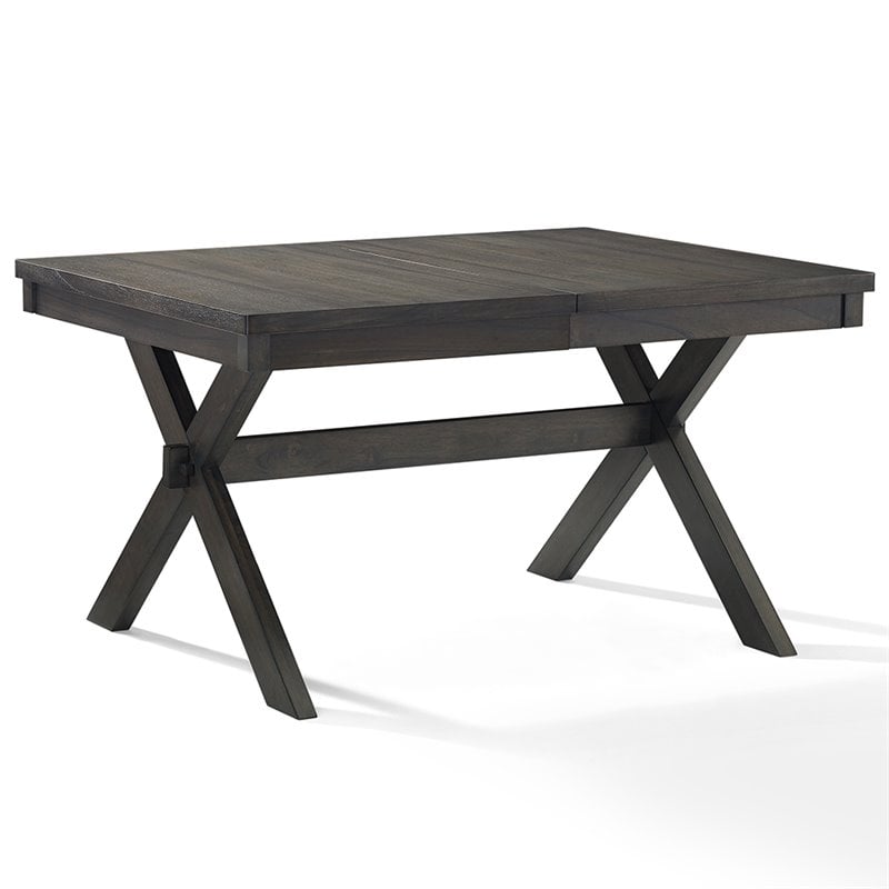 Crosley Furniture Hayden Wood 3 Piece Butterfly Leaf Trestle Dining Set in Slate