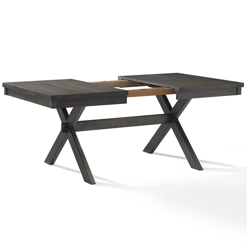 Crosley Furniture Hayden Wood 3 Piece Butterfly Leaf Trestle Dining Set in Slate