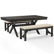 Crosley Furniture Hayden Wood 3 Piece Butterfly Leaf Trestle Dining Set in Slate