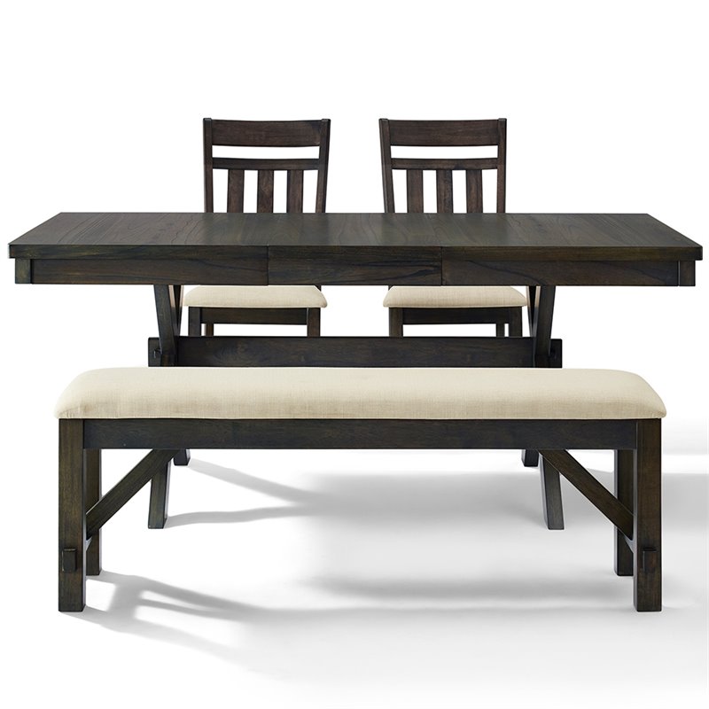 Crosley Furniture Hayden Wood 4 Piece Butterfly Leaf Trestle Dining Set in Slate