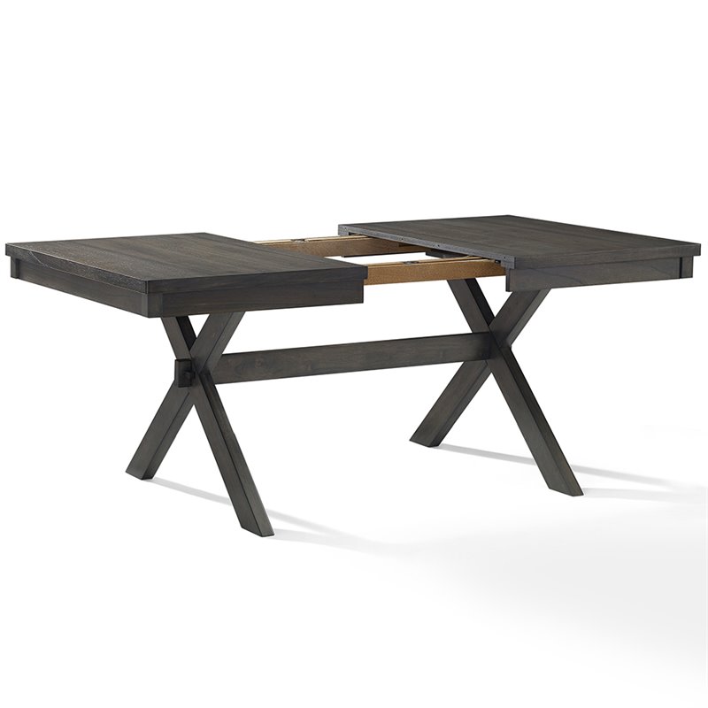 Crosley Furniture Hayden Wood 4 Piece Butterfly Leaf Trestle Dining Set in Slate