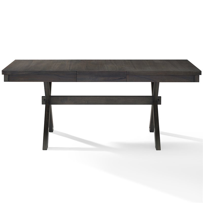 Crosley Furniture Hayden Wood 4 Piece Butterfly Leaf Trestle Dining Set in Slate