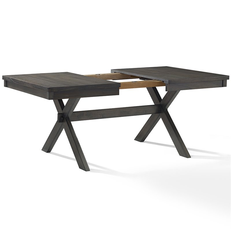 Crosley Furniture Hayden Wood 5 Piece Butterfly Leaf Trestle Dining Set in Slate