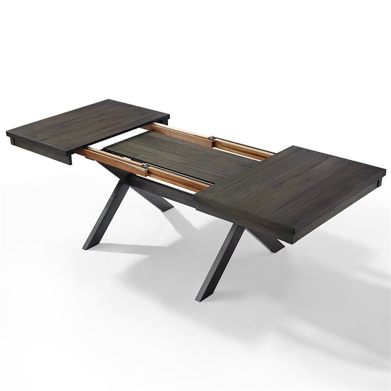 Crosley Furniture Hayden Wood 6 Piece Butterfly Leaf Trestle Dining Set in Slate