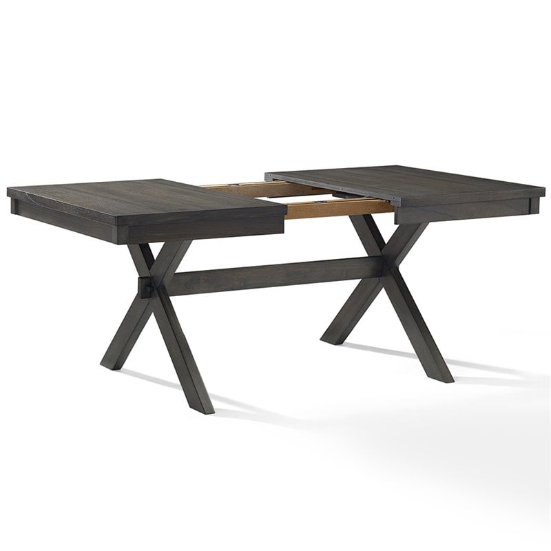 Crosley Furniture Hayden Wood 6 Piece Butterfly Leaf Trestle Dining Set in Slate