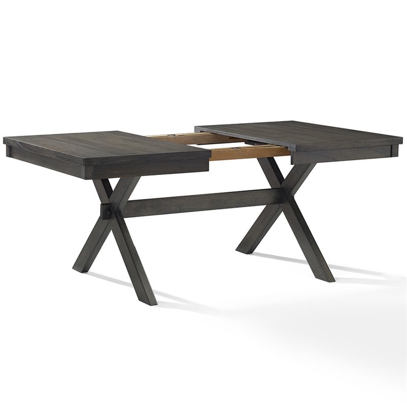 Crosley Furniture Hayden Wood 7 Piece Butterfly Leaf Trestle Dining Set in Slate