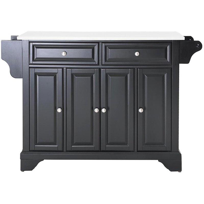 Crosley Furniture Lafayette Wood Granite Top Kitchen Island in Matte Black
