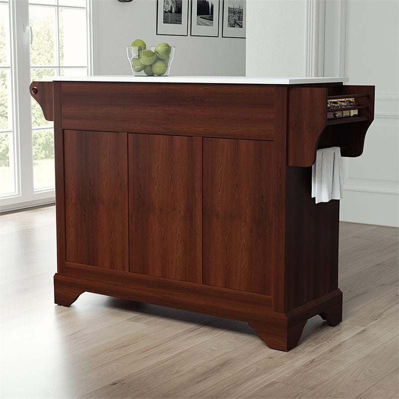 Crosley Furniture Lafayette Wood Granite Top Kitchen Island in Mahogany