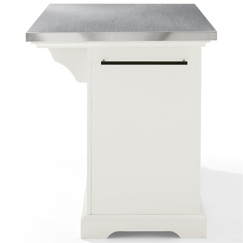 Crosley Furniture Julia Stainless Steel Metal Top Kitchen Island in White