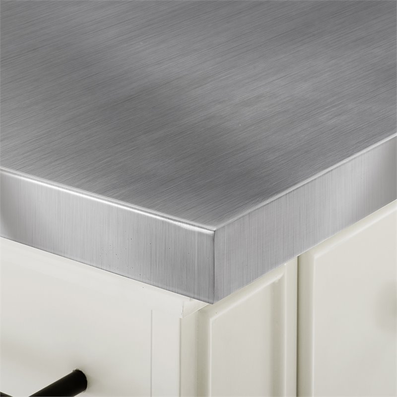 Crosley Furniture Julia Stainless Steel Metal Top Kitchen Island in White