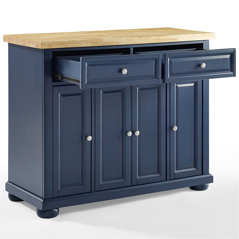 Crosley Furniture Madison Wood Top Kitchen Island in Navy/Natural