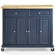 Crosley Furniture Madison Wood Top Kitchen Cart in Navy/Natural