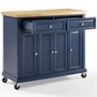 Crosley Furniture Madison Wood Top Kitchen Cart in Navy/Natural