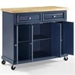 Crosley Furniture Madison Wood Top Kitchen Cart in Navy/Natural