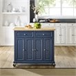 Crosley Furniture Madison Wood Top Kitchen Cart in Navy/Natural