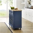 Crosley Furniture Madison Wood Top Kitchen Cart in Navy/Natural