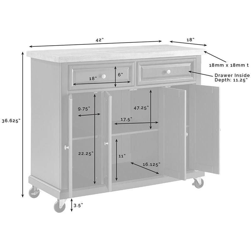 Crosley Furniture Madison Wood Top Kitchen Cart in Navy/Natural