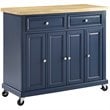 Crosley Furniture Madison Wood Top Kitchen Cart in Navy/Natural