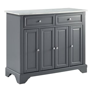 Crosley Furniture Wood/Faux Marble Top Kitchen Island in Gray
