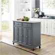 Crosley Furniture Avery Wood/Faux Marble Top Kitchen Cart in Distressed Gray