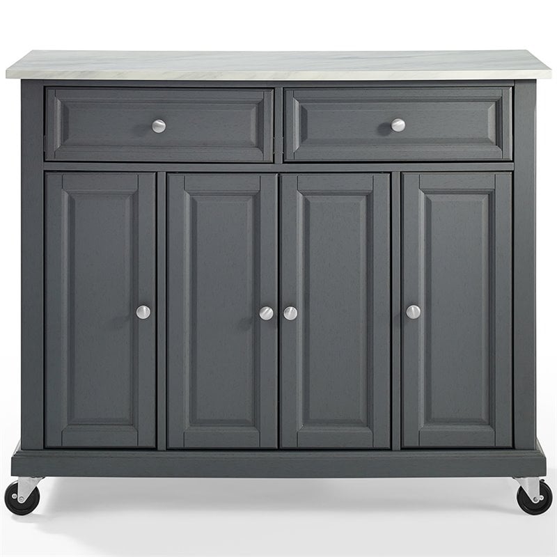 Crosley Furniture Avery Wood/Faux Marble Top Kitchen Cart in Distressed Gray
