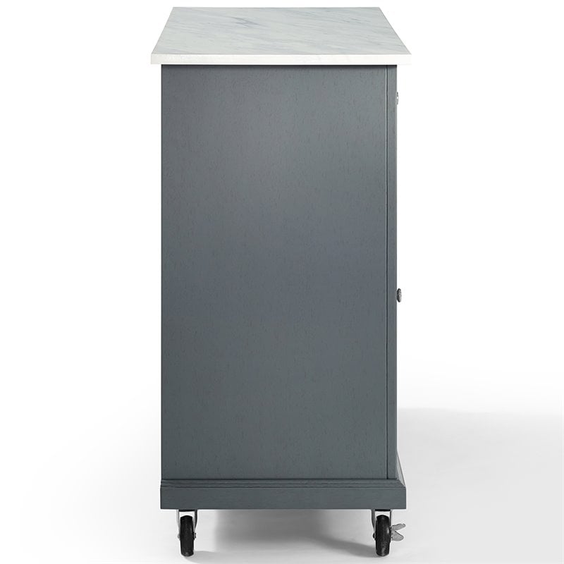 Crosley Furniture Avery Wood/Faux Marble Top Kitchen Cart in Distressed Gray