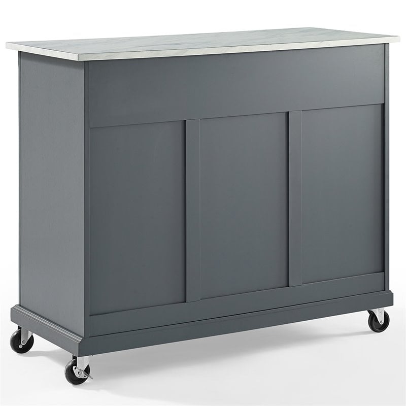 Crosley Furniture Avery Wood/Faux Marble Top Kitchen Cart in Distressed Gray