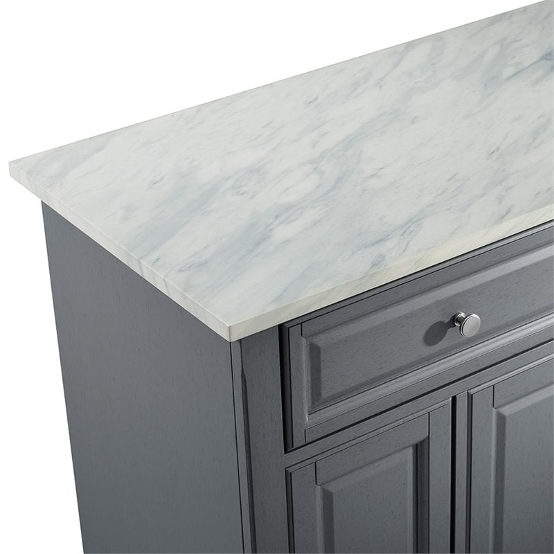 Crosley Furniture Avery Wood/Faux Marble Top Kitchen Cart in Distressed Gray