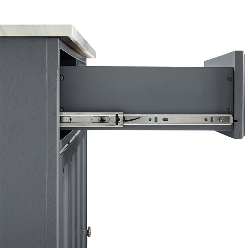 Crosley Furniture Avery Wood/Faux Marble Top Kitchen Cart in Distressed Gray