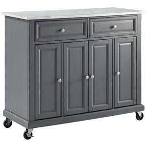 crosley avery faux marble top kitchen cart in gray
