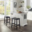 Crosley Furniture Julia Metal Top Kitchen Island with Saddle Stools in White