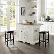 Crosley Furniture Julia Metal Top Kitchen Island with Saddle Stools in White