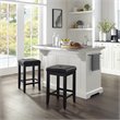 Crosley Furniture Julia Metal/Wood Kitchen Island with Square Stools in White