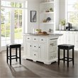 Crosley Furniture Julia Metal/Wood Kitchen Island with Square Stools in White